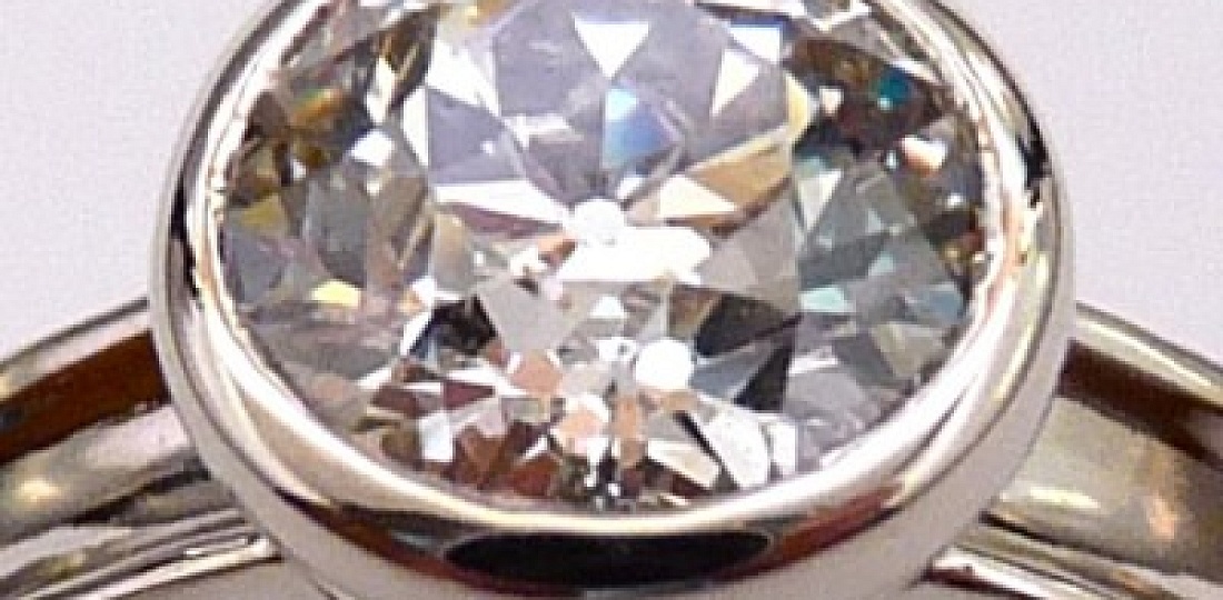 Diamond and 18kt White Gold Engagement Ring, Custom Design, Detail